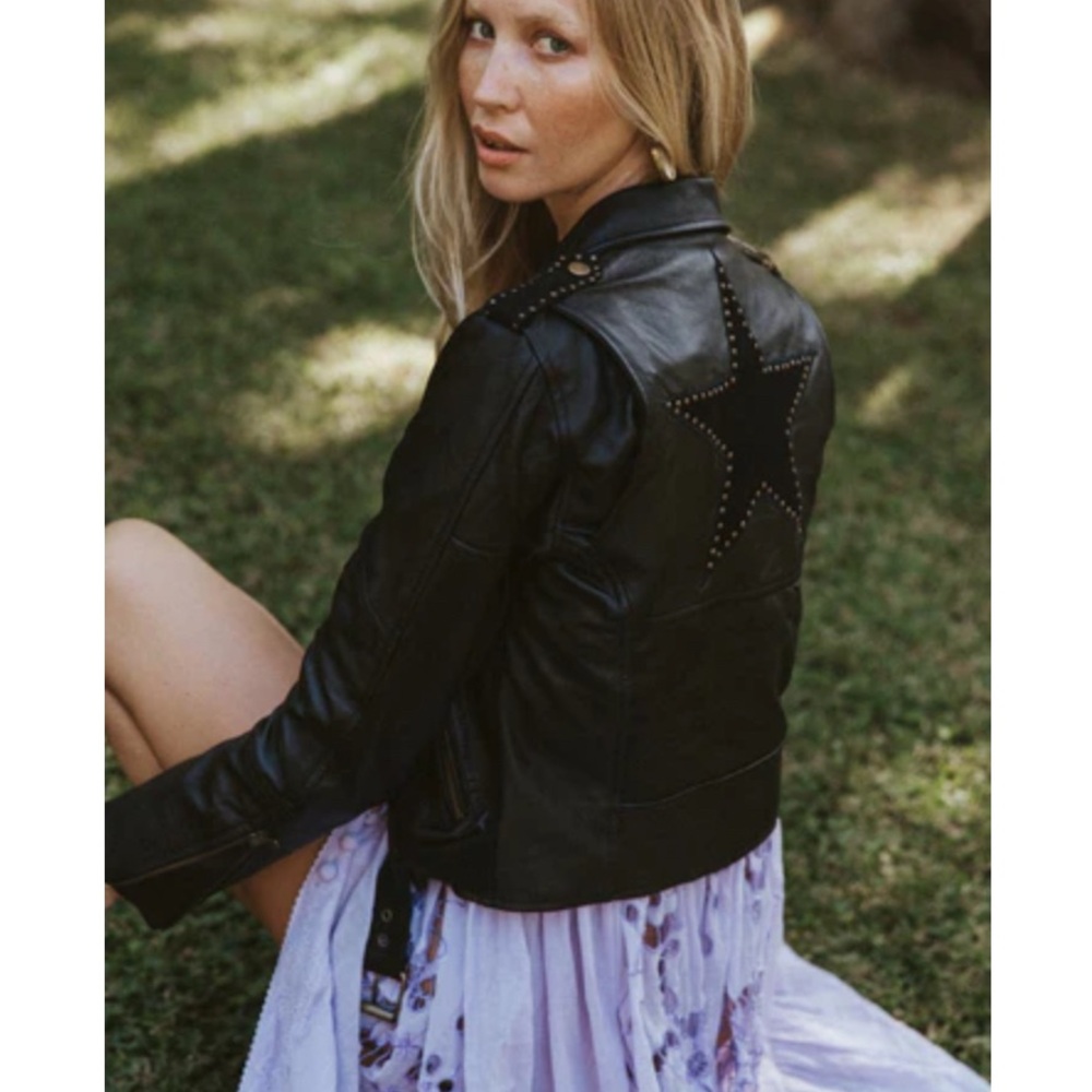 Chasing Unicorns Lonestar Black Leather Biker Jacket